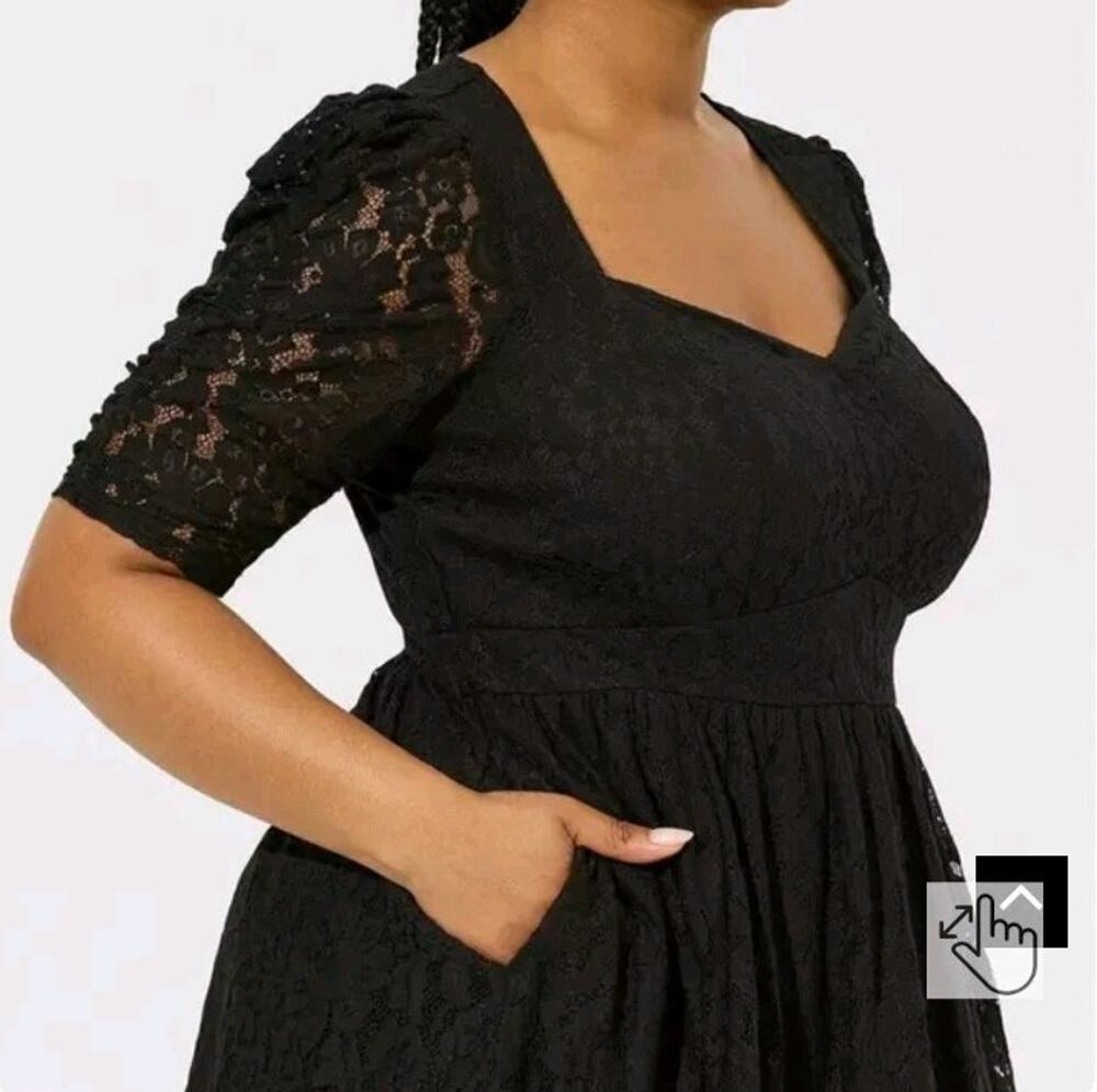 New TORRID Super Soft Lace Sleeve Dress Black WOMEN'S 24 Plus